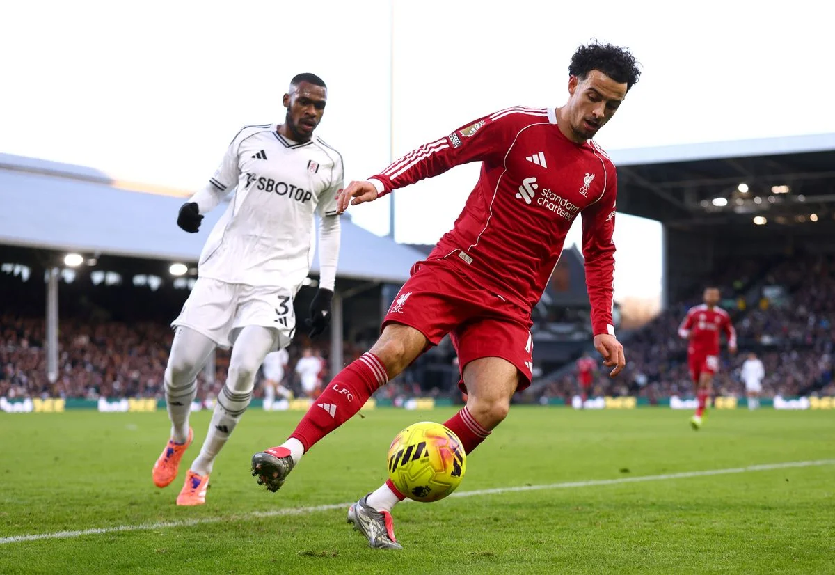 Curtis Jones during the Premier League match between Fulham and Liverpool at Craven Cottage. 