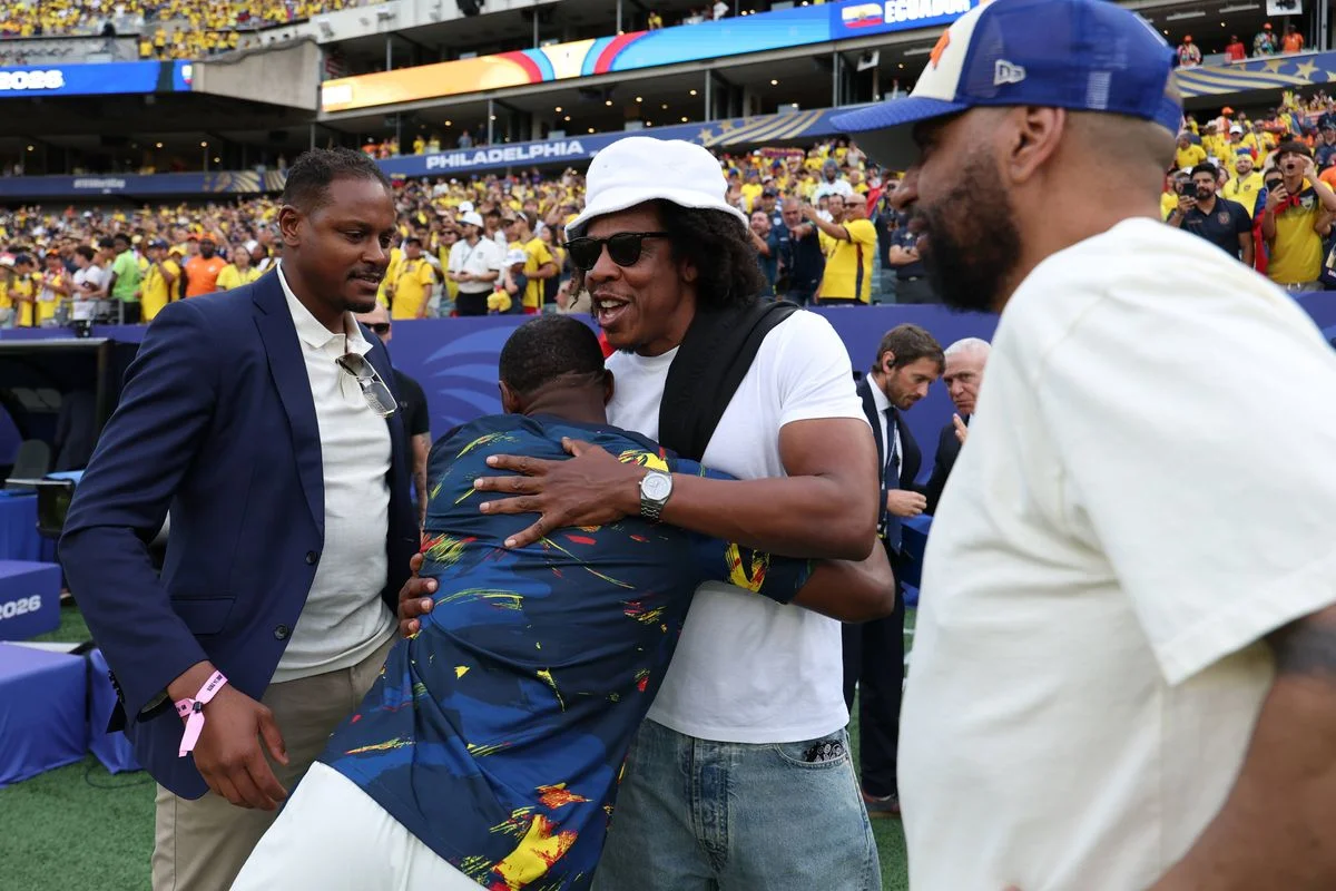 PHILADELPHIA, PENNSYLVANIA - JUNE 14: Jay-Z is seen before the FIFA World Cup 2026 Group E match between Cote D'Ivoire and Ecuador at Philadelphia Stadium on June 14, 2026 in Philadelphia, Pennsylvania. (Photo by Ezra Shaw - FIFA/FIFA via Getty Images)
