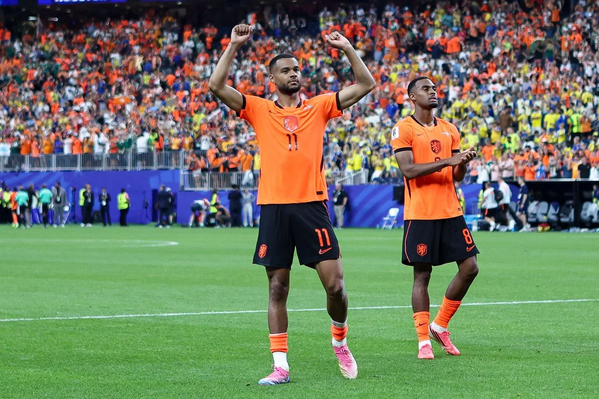 Cody Gakpo of Netherlands celebrates after winning the Group F - FIFA World Cup 2026 match between Netherlands and Sweden at Houston Stadium on June 20, 2026 in Houston, United States. (Photo by GSI/Icon Sport via Getty Images)